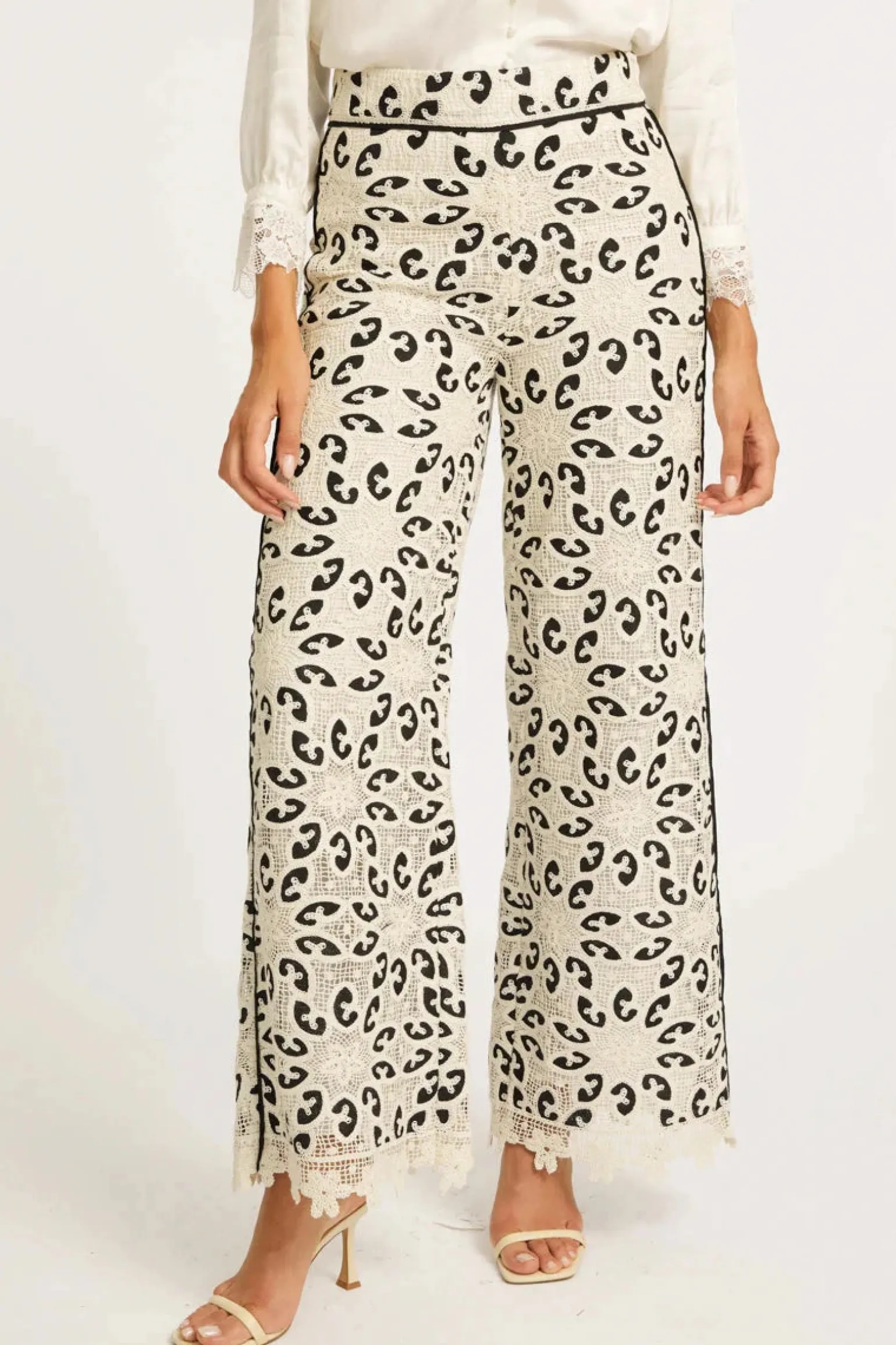 Celina Pant Ivory/Black Lace