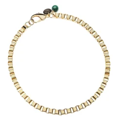 Chunky Box Chain Malachite Bead 16