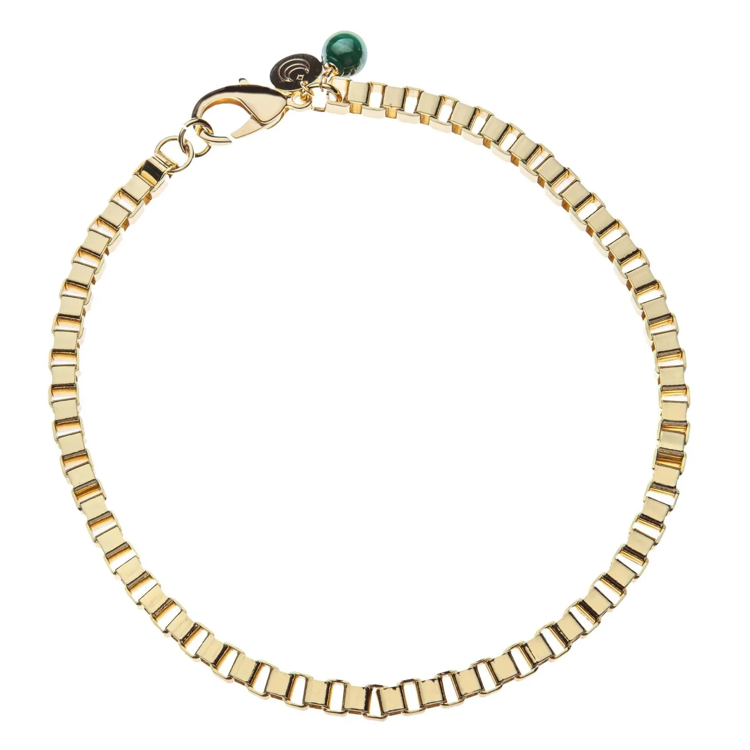 Chunky Box Chain Malachite Bead 16