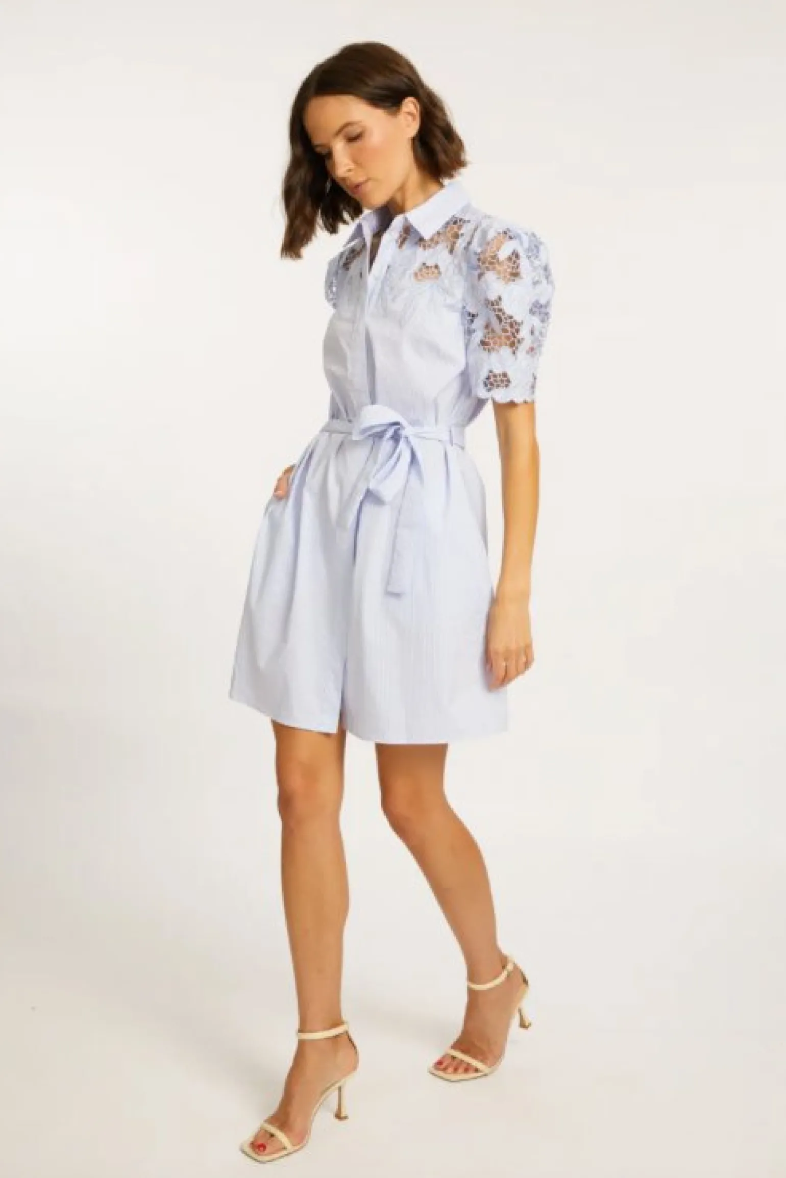 Clarette Dress Blue Micro Stripe