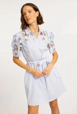 Clarette Dress Blue Micro Stripe