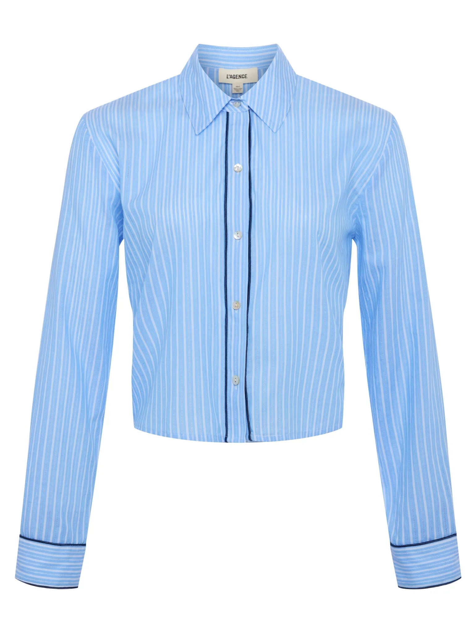 Cosette Button-Down Shirt Slate Blue/Ivory Stripe