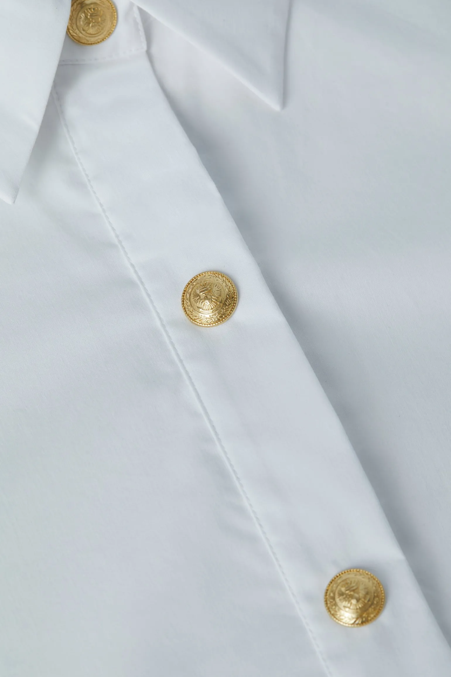 Cosette Crop Button Down Shirt White/Gold
