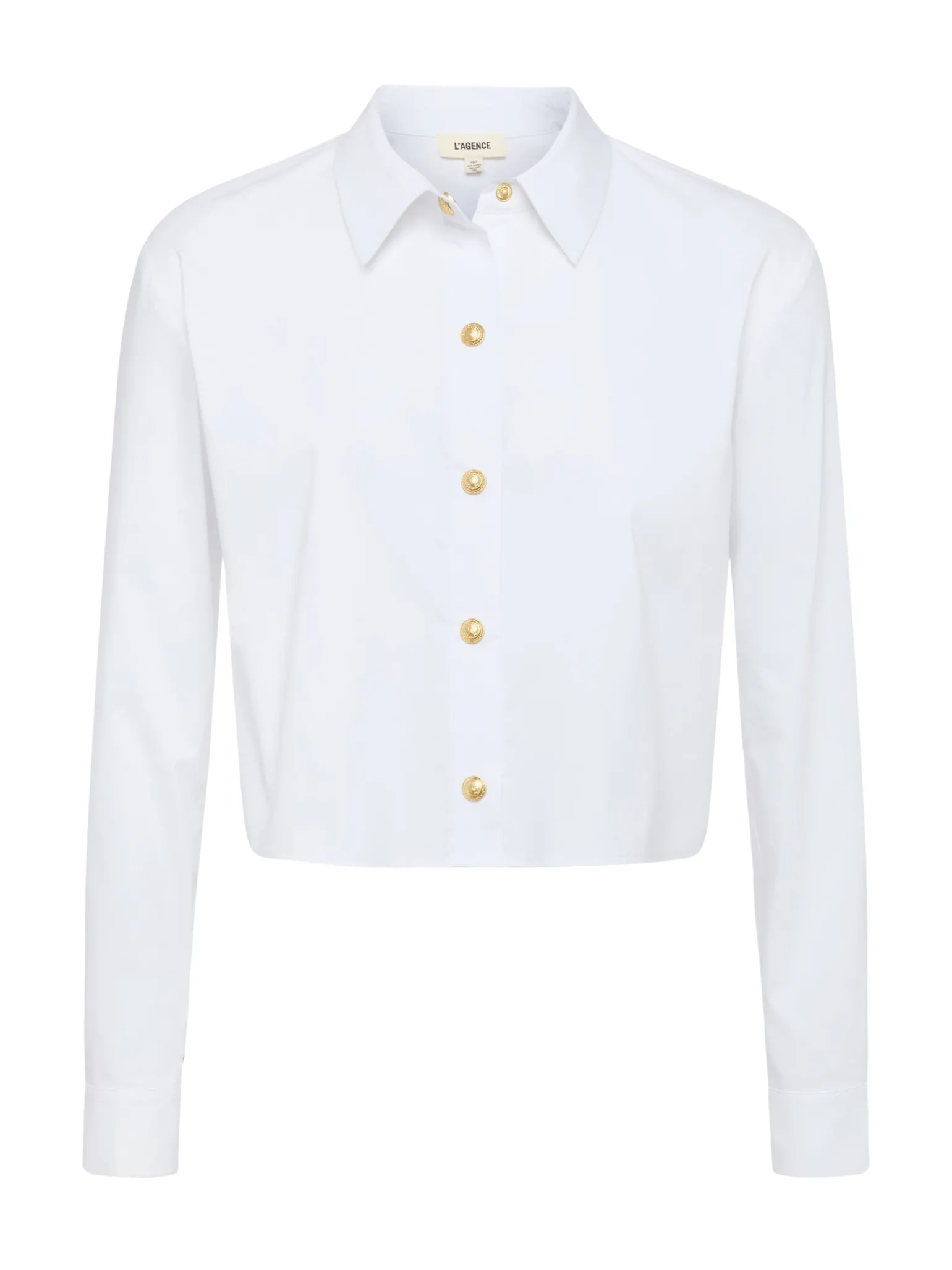Cosette Crop Button Down Shirt White/Gold