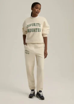 Cropped Collegiate Sweatshirt Gardenia/Emerald