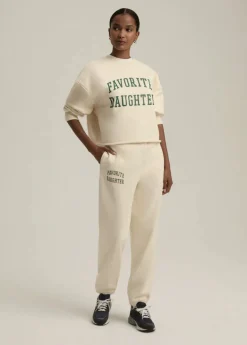 Cropped Collegiate Sweatshirt Gardenia/Emerald