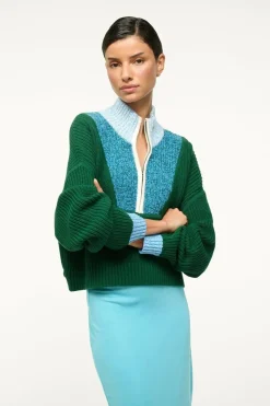 Cropped Hampton Sweater Jungle/Sky/Ivory