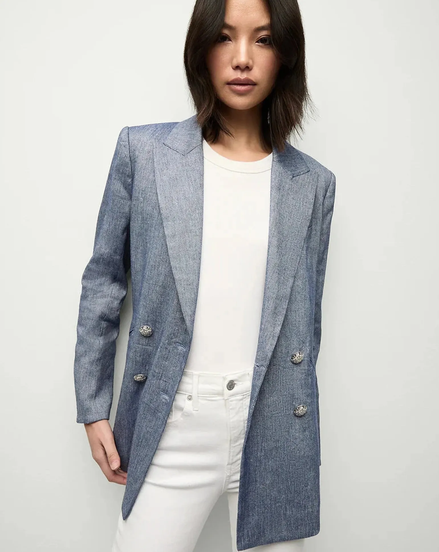 Dale Linen Dickey Jacket Blue Melange