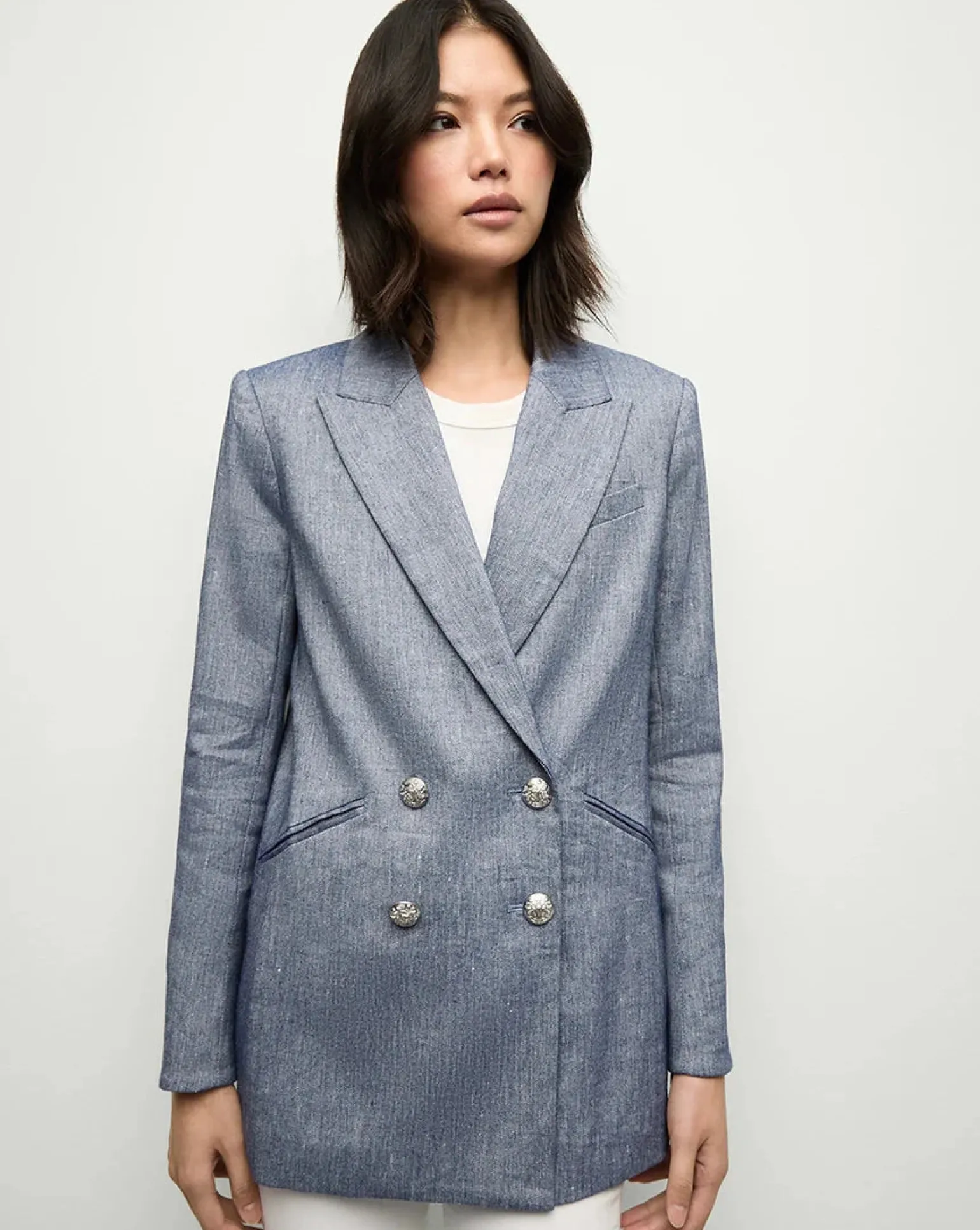 Dale Linen Dickey Jacket Blue Melange