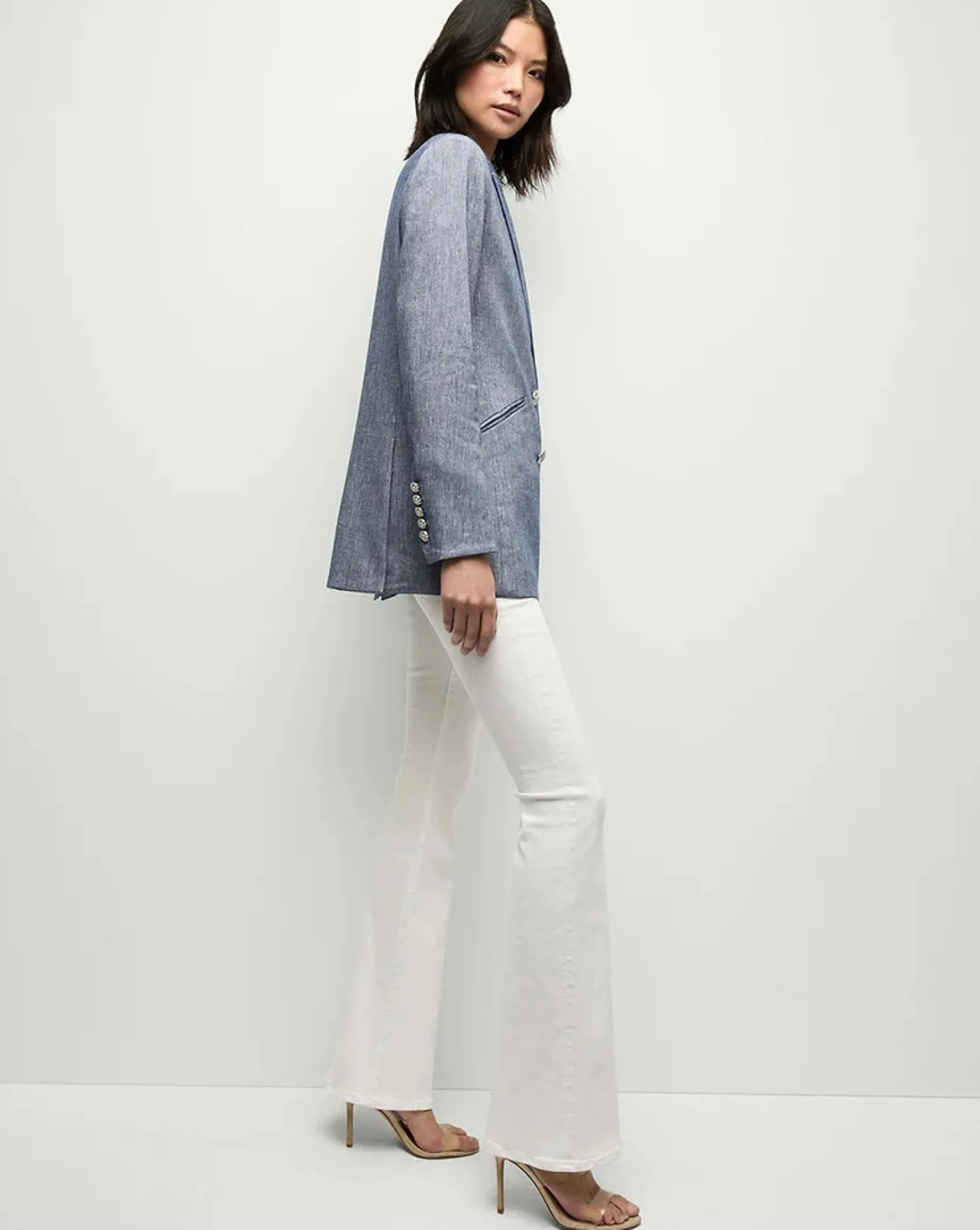 Dale Linen Dickey Jacket Blue Melange