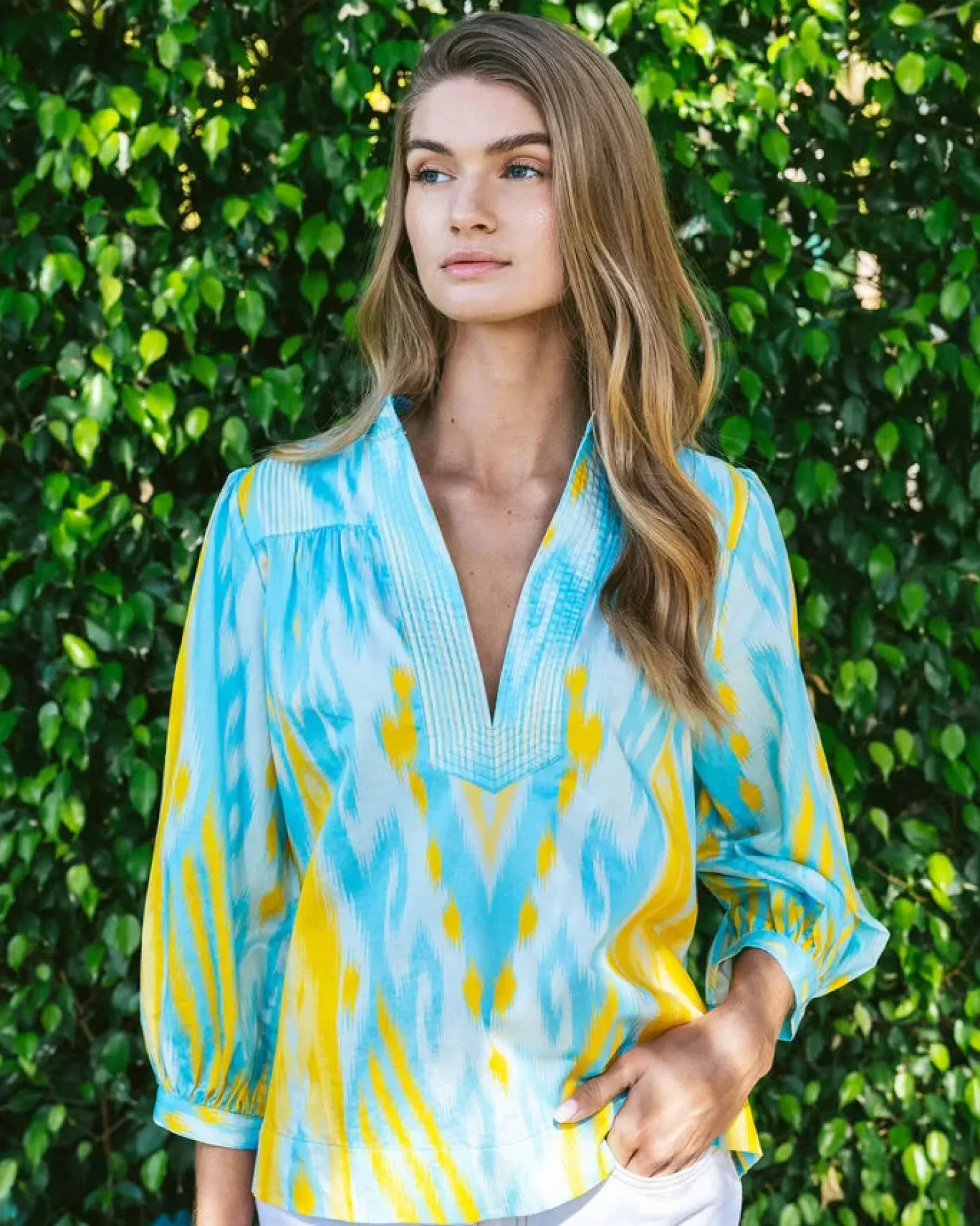 Danilia Top Salome Ikat Tropical Blue