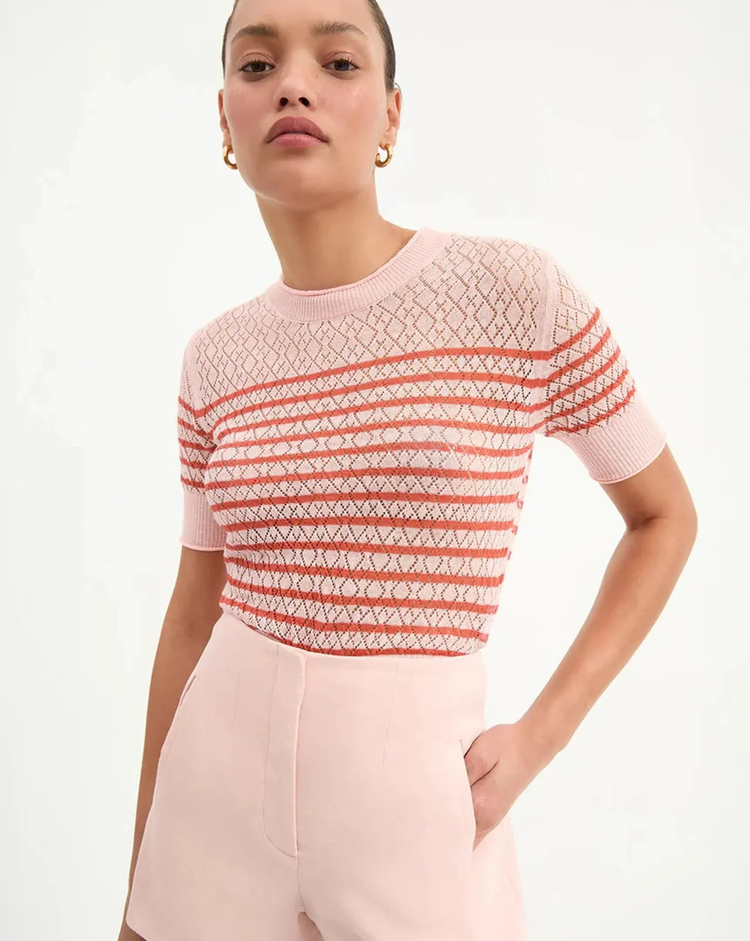 Declan Pullover Pink Shell/Persimmon