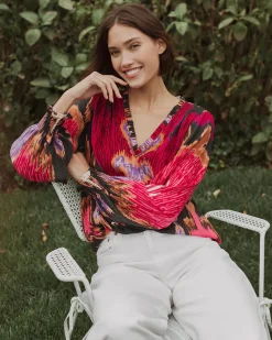 Dolly Top Fan Ikat True Navy