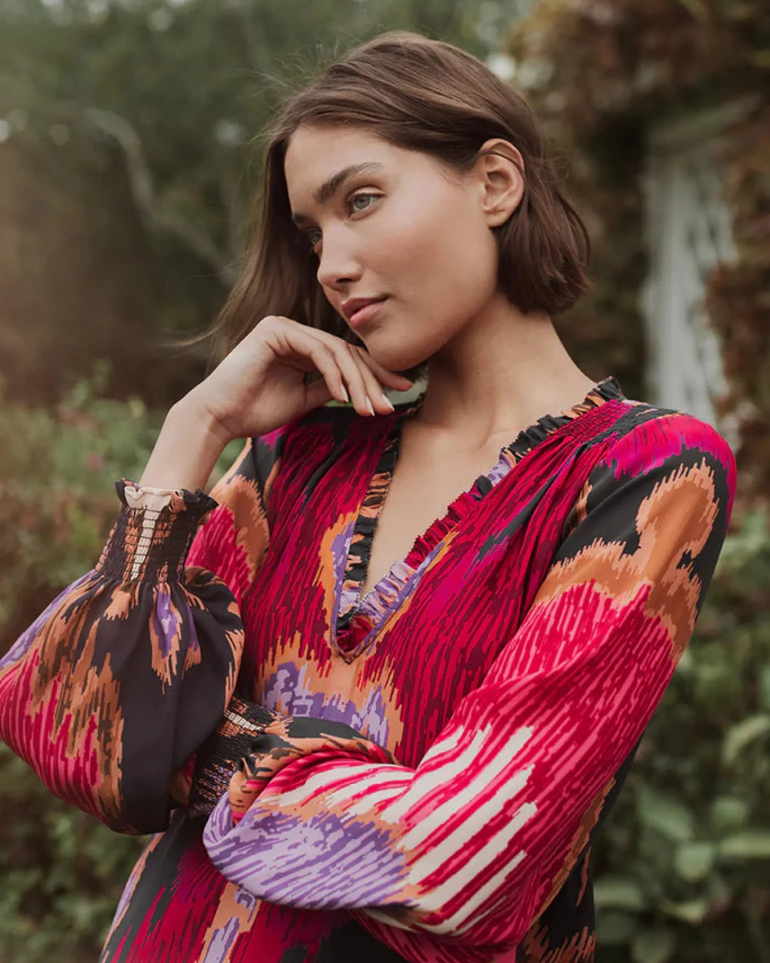Dolly Top Fan Ikat True Navy