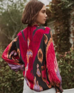 Dolly Top Fan Ikat True Navy