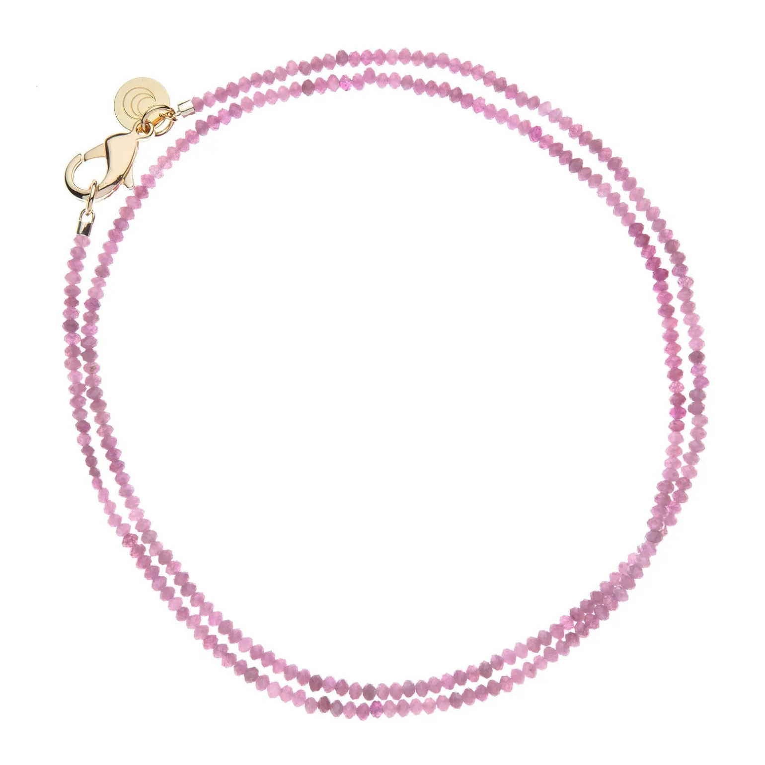 Double Wrap Diamond Cut Beaded Necklace Pink Tourmaline