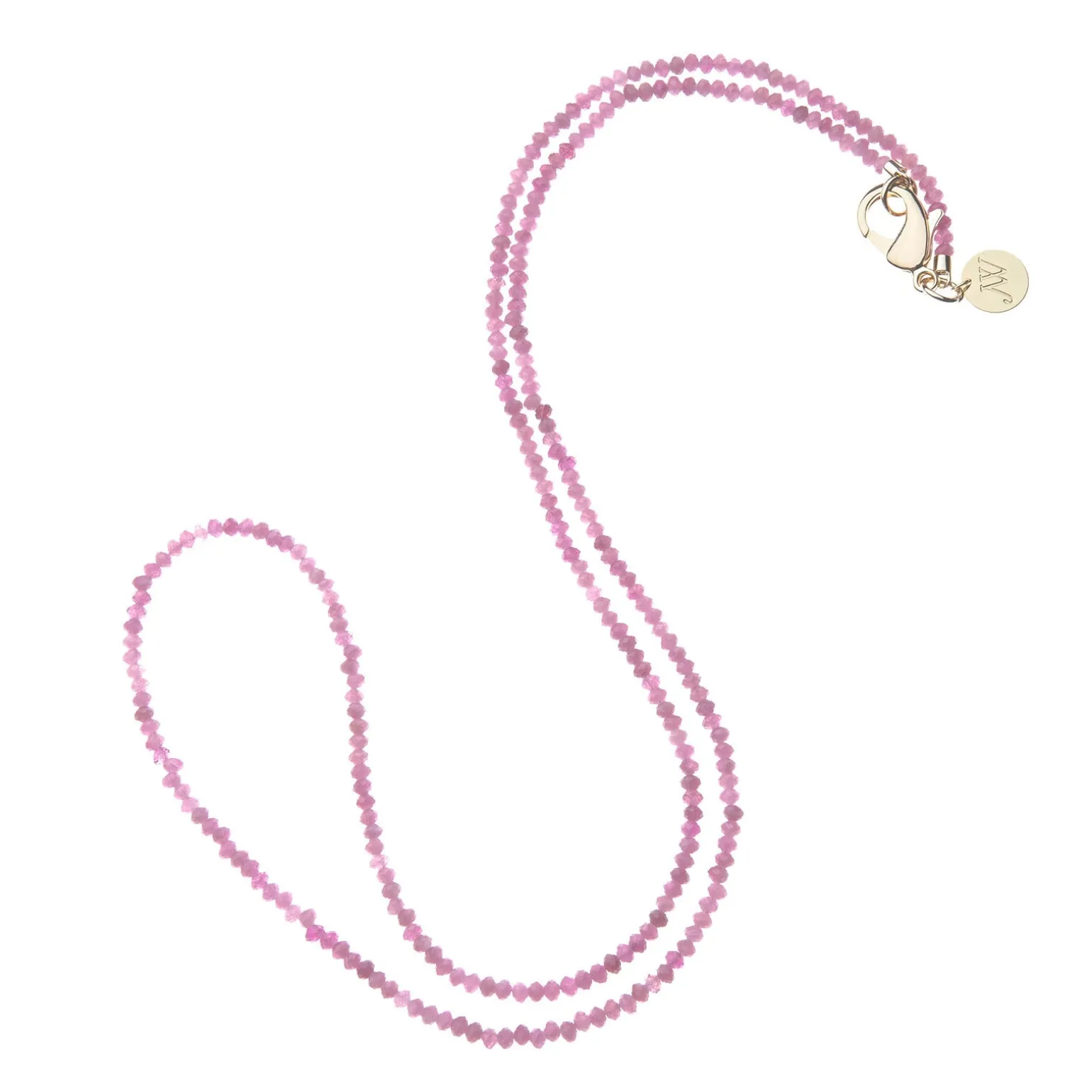 Double Wrap Diamond Cut Beaded Necklace Pink Tourmaline