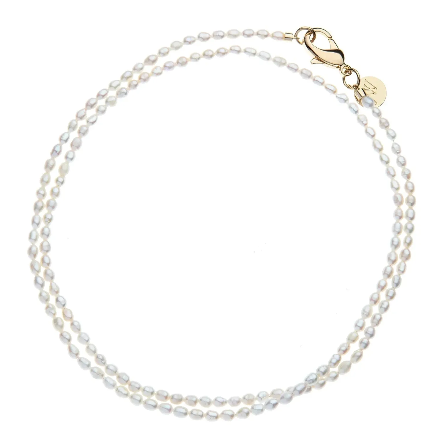 Double Wrap Rice Pearl Necklace White
