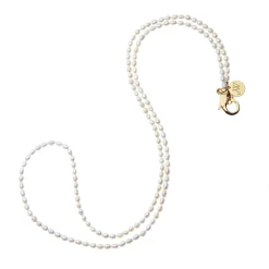 Double Wrap Rice Pearl Necklace White