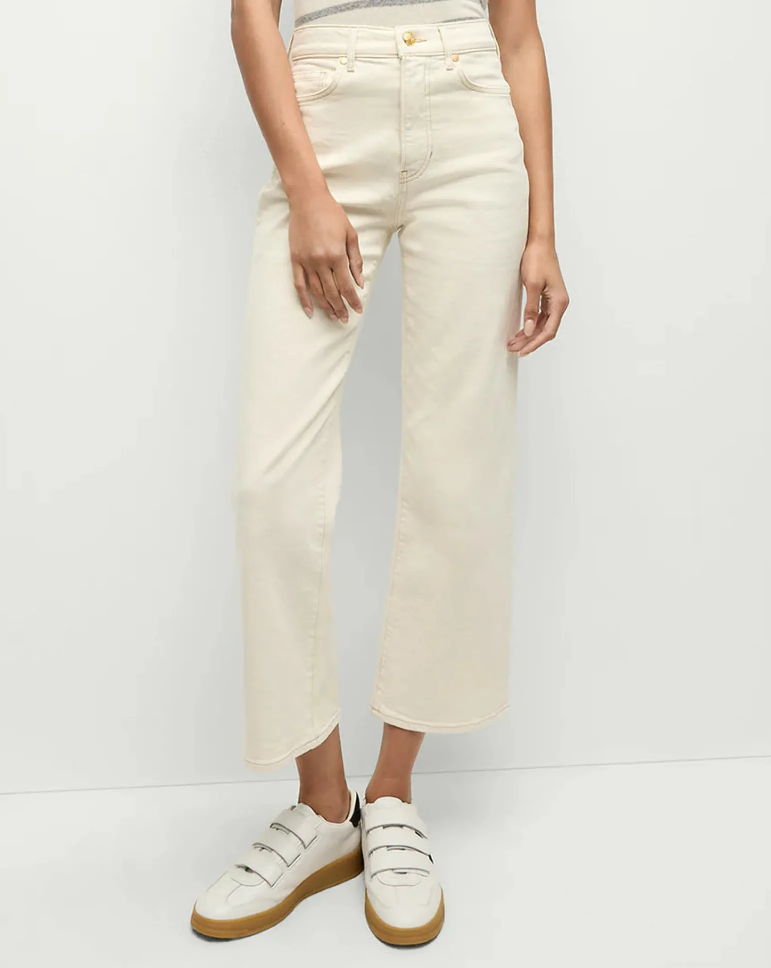 Dylan Ankle High Rise Straight Ecru