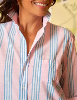 Eileen Relaxed Button-Up Pink/Blue Multi Stripe