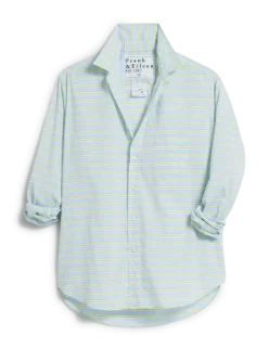 Eileen Relaxed Button Up Shirt Blue/Chartreuse Multi Stripe