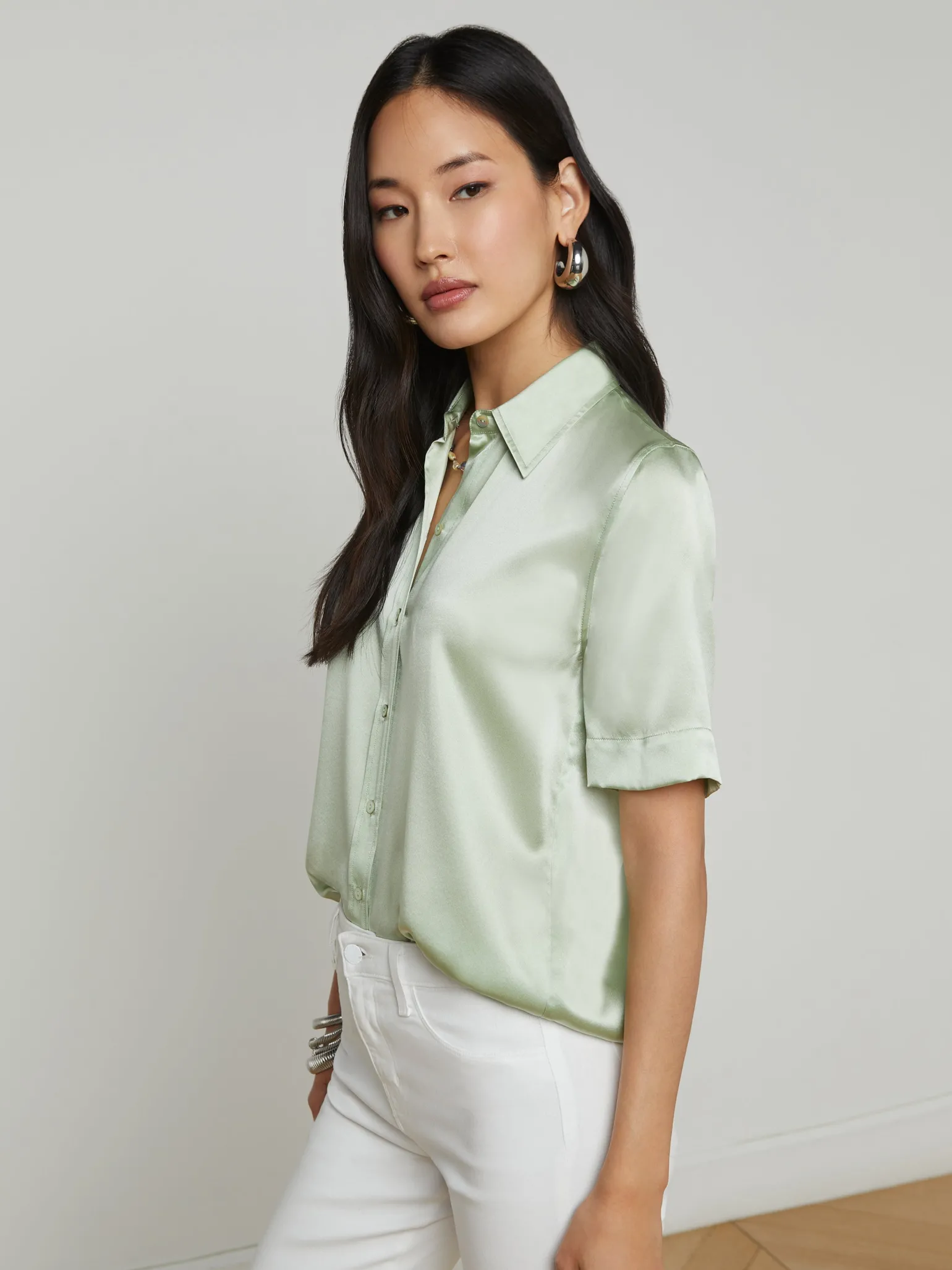 Ellah Short Sleeve Blouse Laurel Green