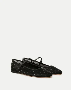 Ellie Mesh Crystal Black Diamond Flat