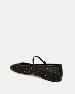 Ellie Mesh Crystal Black Diamond Flat