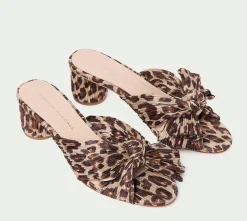 Emilia Leopard Pleated Bow Sandal