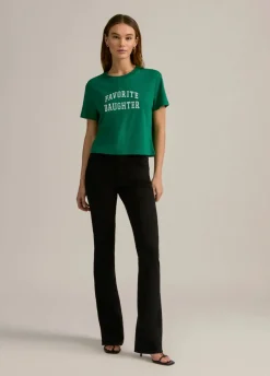 Favorite Daughter Cropped Collegiate Tee Emerald/White