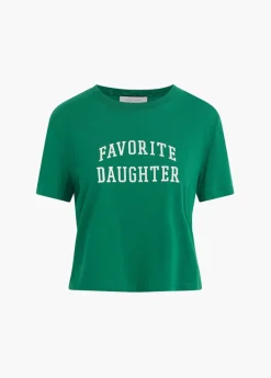 Favorite Daughter Cropped Collegiate Tee Emerald/White
