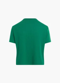 Favorite Daughter Cropped Collegiate Tee Emerald/White