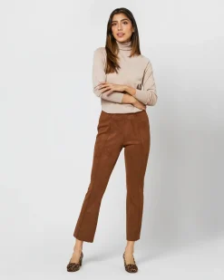 Faye Cropped Pant Cognac Stretch Suede