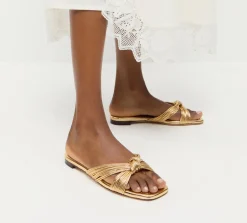 Flossie Mignon Knot Flat Sandal Champagne