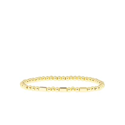 Gold 3mm Ball Bracelet Rectangle Beads
