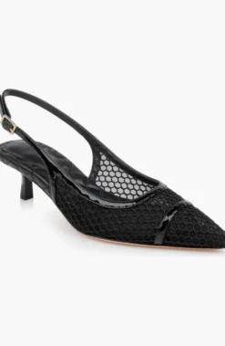 Graland Pointed Toe Slingback Pump Black Mesh