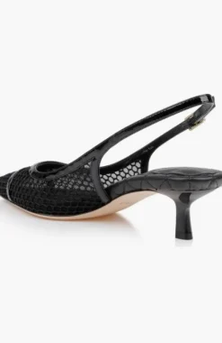 Graland Pointed Toe Slingback Pump Black Mesh