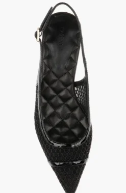 Graland Pointed Toe Slingback Pump Black Mesh