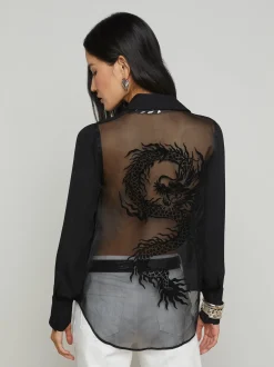 Hailie Silk Dragon Blouse Black