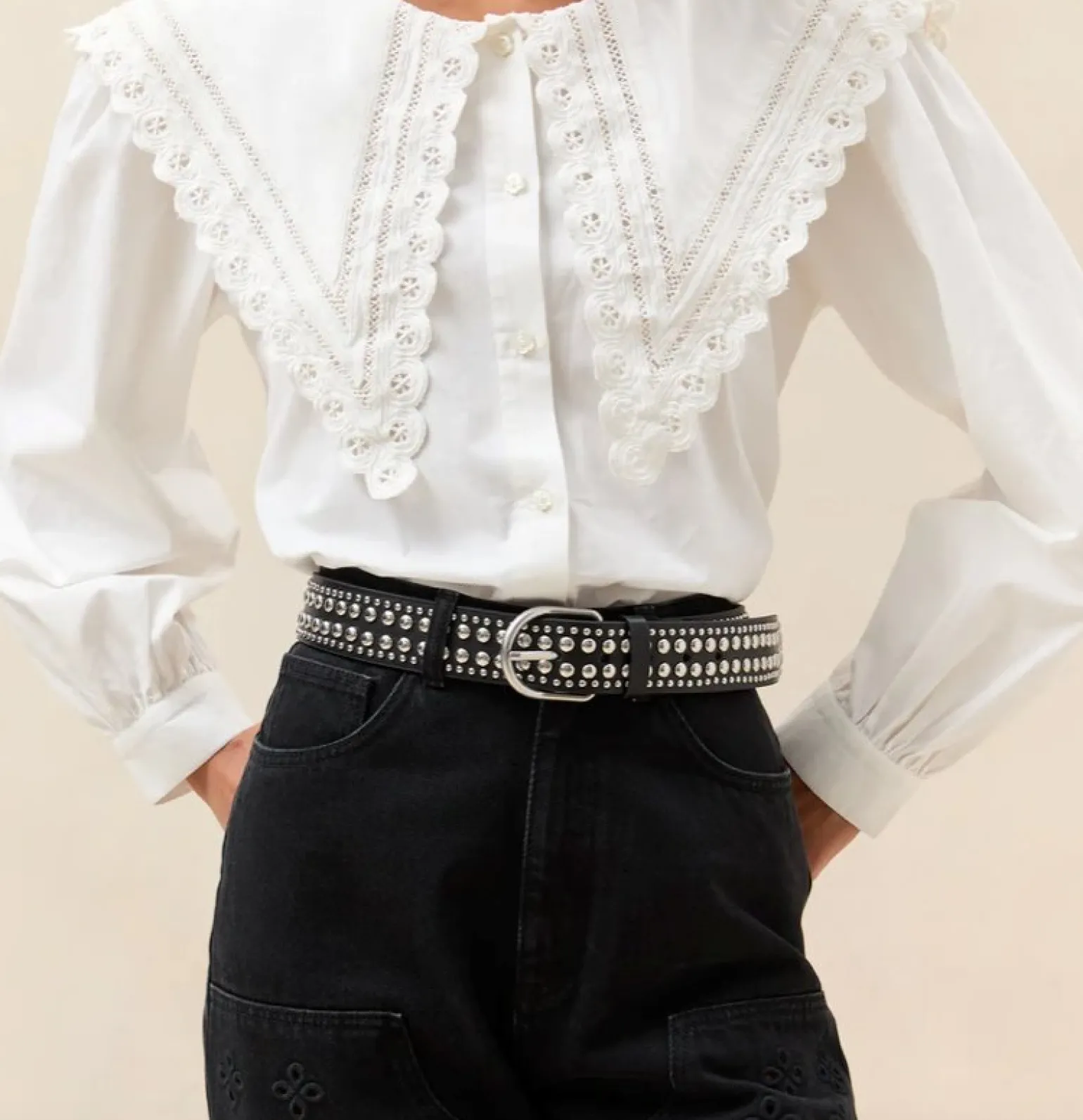 Isaac Studded Belt Black/Silver