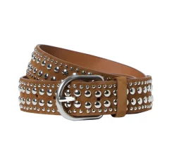 Isaac Studded Belt Cacao/Silver