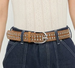 Isaac Studded Belt Cacao/Silver