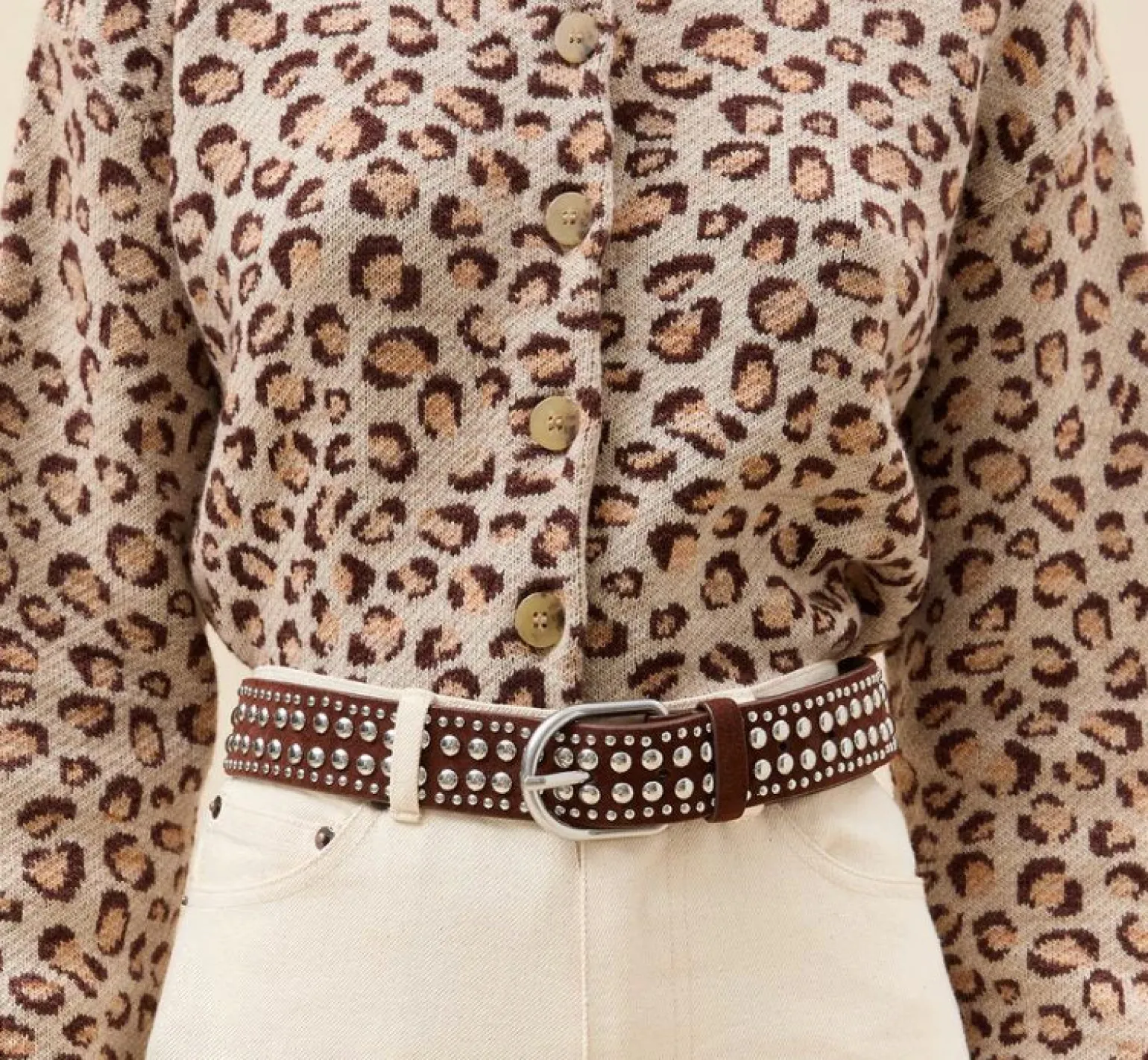 Isaac Studded Belt Espresso/Silver