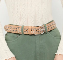 Isaac Studded Belt Honey/Silver