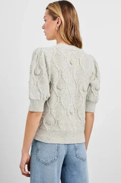 Isla Cardigan Grey Crochet Daisies