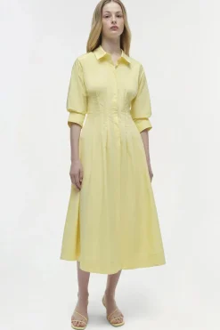 Jazz Pintuck Midi Dress Buttercream