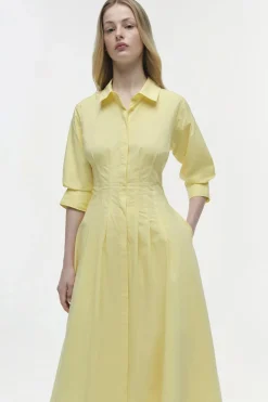Jazz Pintuck Midi Dress Buttercream