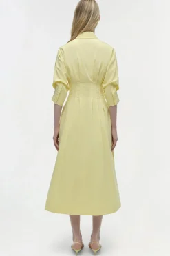 Jazz Pintuck Midi Dress Buttercream