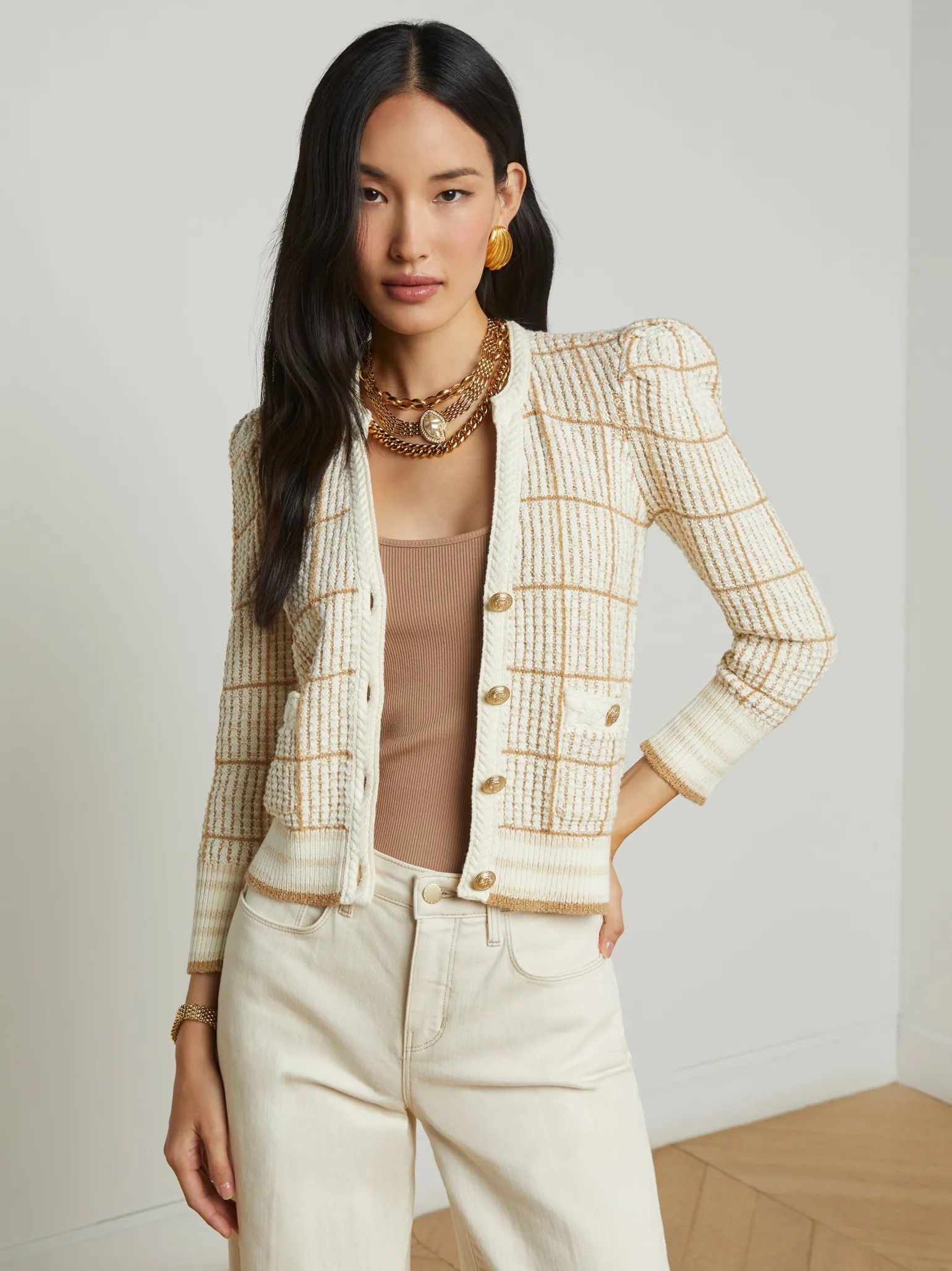 Jenni Cardigan Ivory/Cappuccino Multi